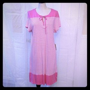 Caribbean Joe pink stripe cotton Beach dress XL